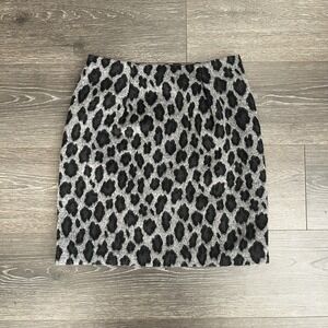 Anayi Wool Blend Leopard Print Skirt Size 38 Quiet Luxury Old Money Academia 90s
